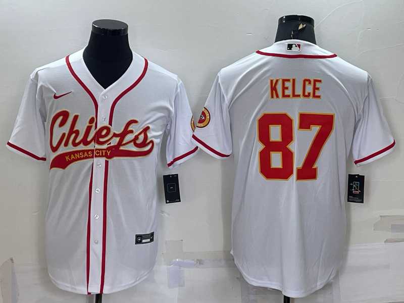 Men's Kansas City Chiefs #87 Travis Kelce White With Patch Cool Base Stitched Baseball Jersey,We sell and wholesale Men's Kansas City Chiefs #87 Travis Kelce White With Patch Cool Base Stitched Baseball Jersey on line form chian!